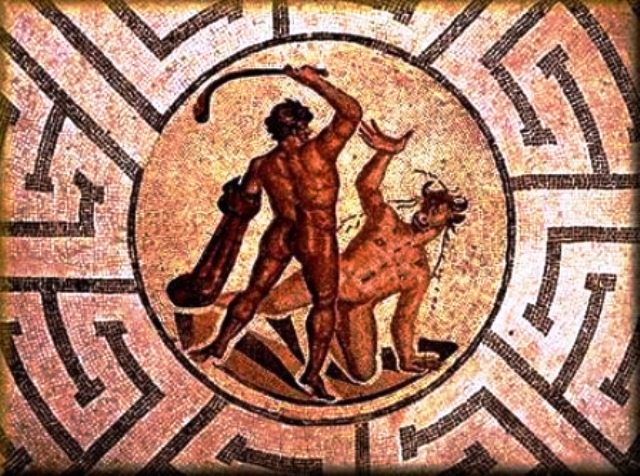 5.Detalle-de-mosaico-que-muestra-la-batalla-entre-Teseo-y-el-Minotauro